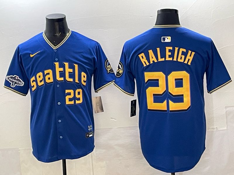 Men 2025 Seattle Mariners #29 Raleigh Blue City Edition Nike MLB Jersey 53